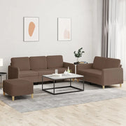 Set di Divani 3 pz con Cuscini Marrone in Tessuto 3202129