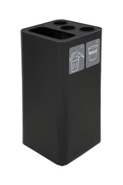 Pattumiera a Bidone da 100 L 38,3x38,3x82,5 cm 3 Scomparti Tubolari e 1 Scomparto Gettacarta in Acciaio Verniciato Nero