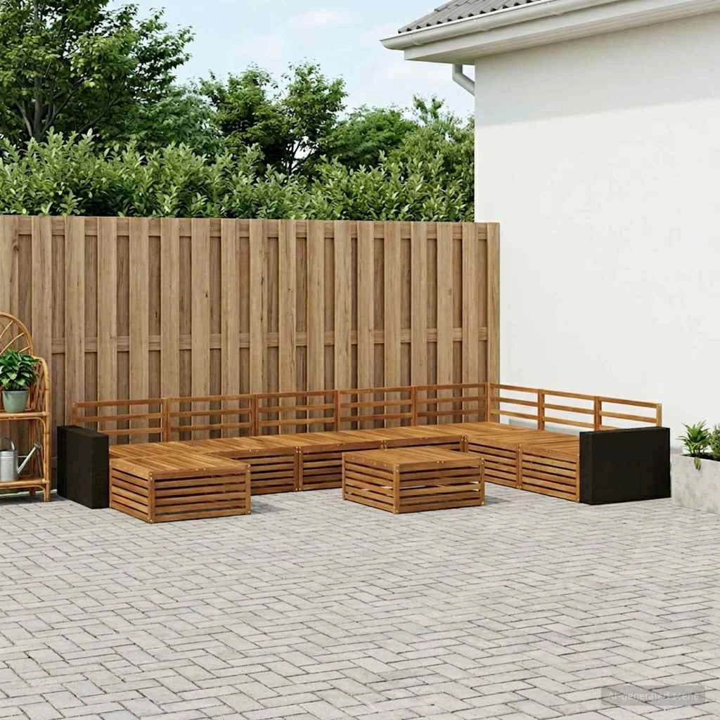 Set di divani da esterno 9 pz Naturale Legno di Acacia Massello 3383752
