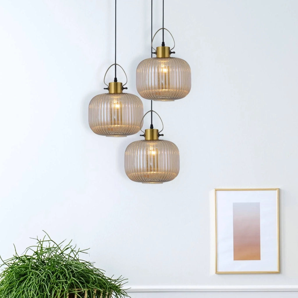 LÚZETE - LAMPADA DA SOFFITTO IN CRISTALLO TAGLIATO AMBRA HAKANA