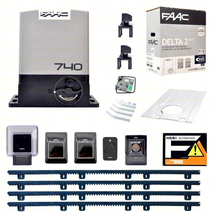 KIT CANCELLO SCORREVOLE 500KG 230V 4MT CREMAGLIERA FAAC SI ADATTA A BFT CAME RIB