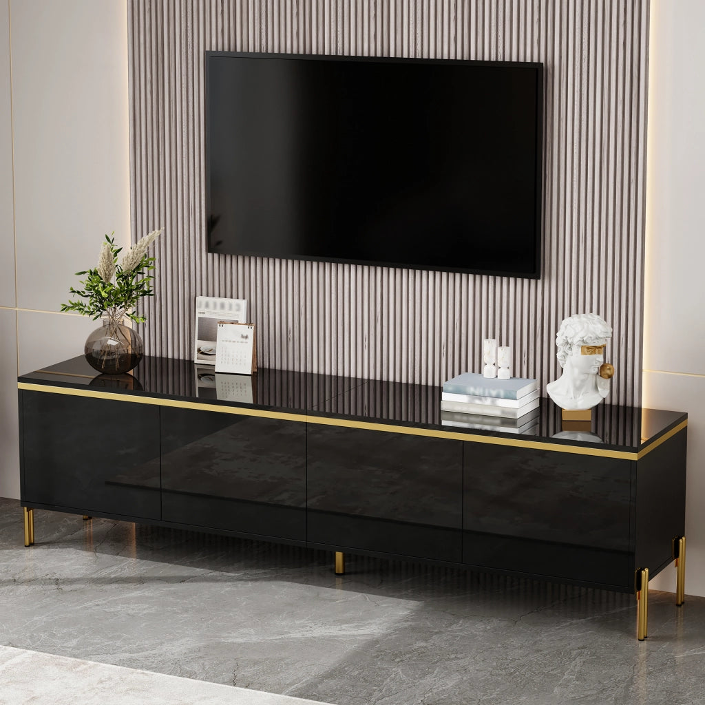 Cassettiera per TV nera in truciolare; lunghezza 170 cm