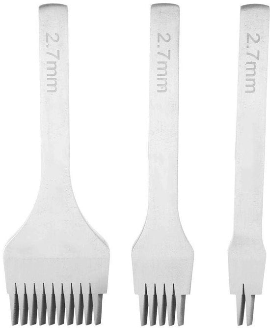 Perforatore in Lether Professionale - 2,7 mm Punti - Attrezzatura per Letheria - Acciaio Duraturo - 3 Pezzi - Lavorazione Precisa
