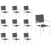 Set di 10 sedie imbottite in alluminio bianco - textilene grigio