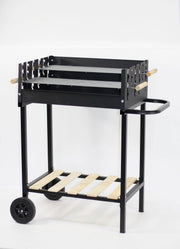 Barbecue a Carbone Domingo 82,5x46x89 cm con Griglia in Acciaio Inox e Paravento Nero