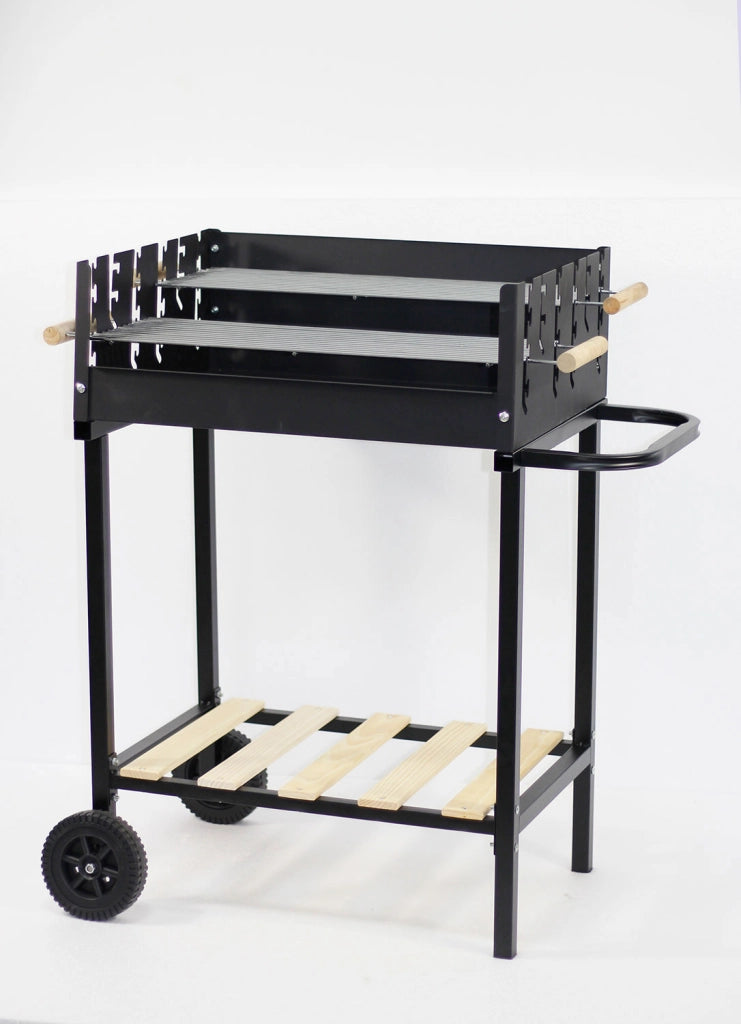 Barbecue a Carbone Domingo 82,5x46x89 cm con Griglia in Acciaio Inox e Paravento Nero