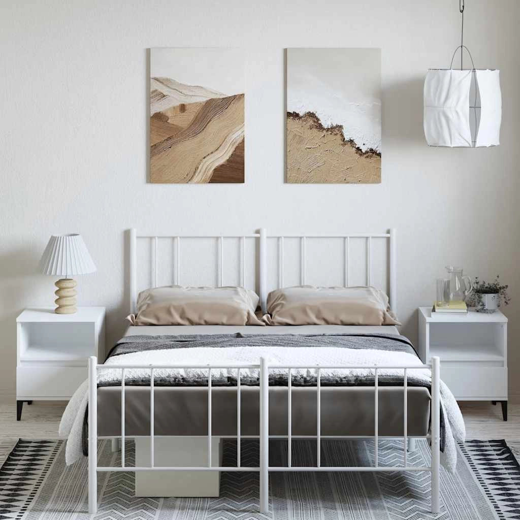 Giroletto con Testiera e Pediera Metallo Bianco 150x200 cmcod mxl 81645