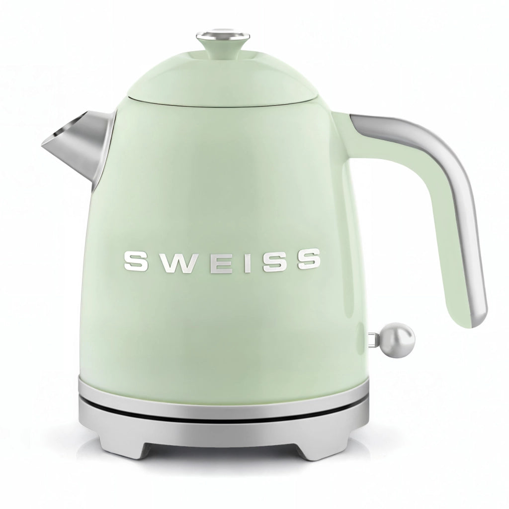 Bollitore elettrico vintage KTS7, 1 L, acciaio inox, 1000 W,Base girevole a 360°, Verde