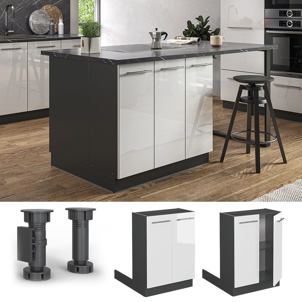 Vicco Isola cucina Bianco lucido 60 cm senza piano di lavoro