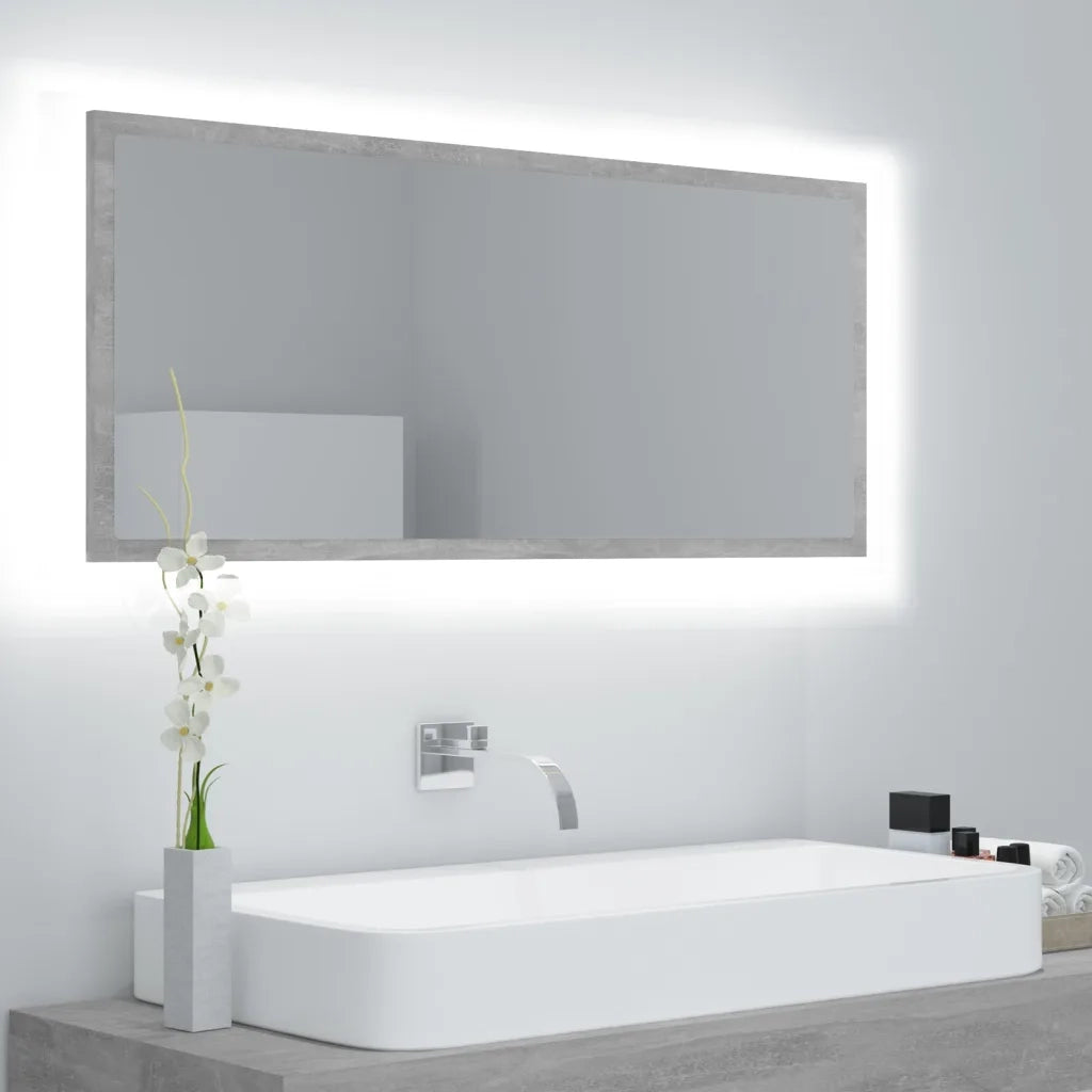 Specchio da Bagno a LED Grigio 100x8,5x37 cm in Acrilico 804944