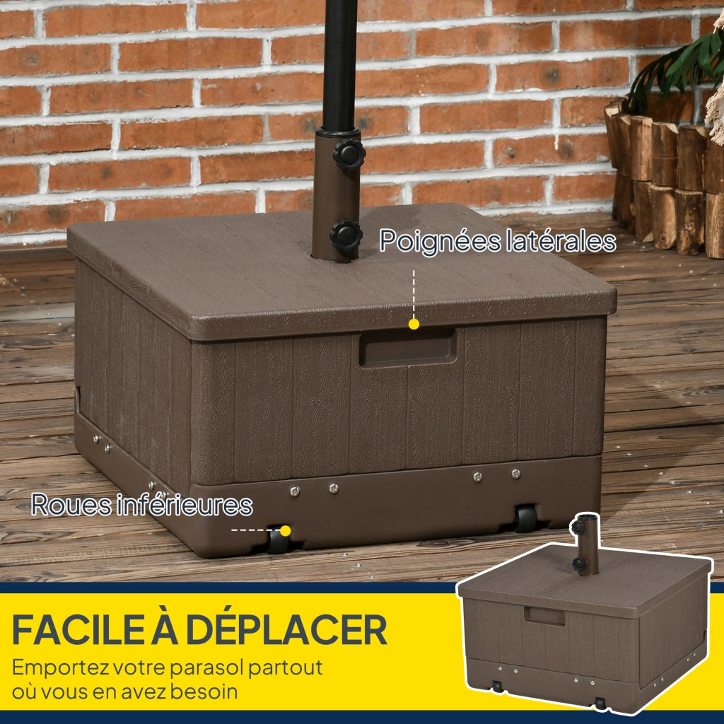 Base per Parasole con Ruote e Portavasi ¨C zephmum ¨C Marrone PE e Metallo