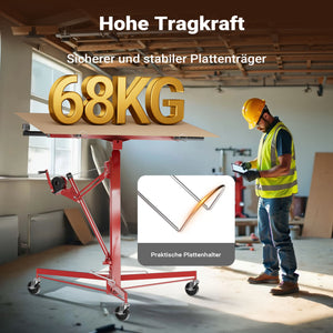 Sollevatore pannelli cartongesso con prolunga, max 68kg, Carrello Alzapannelli Alzalastre