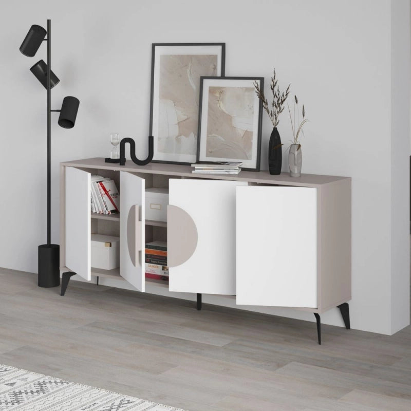 Madia Gora 180 cm struttura colore light mocha con ante bianche