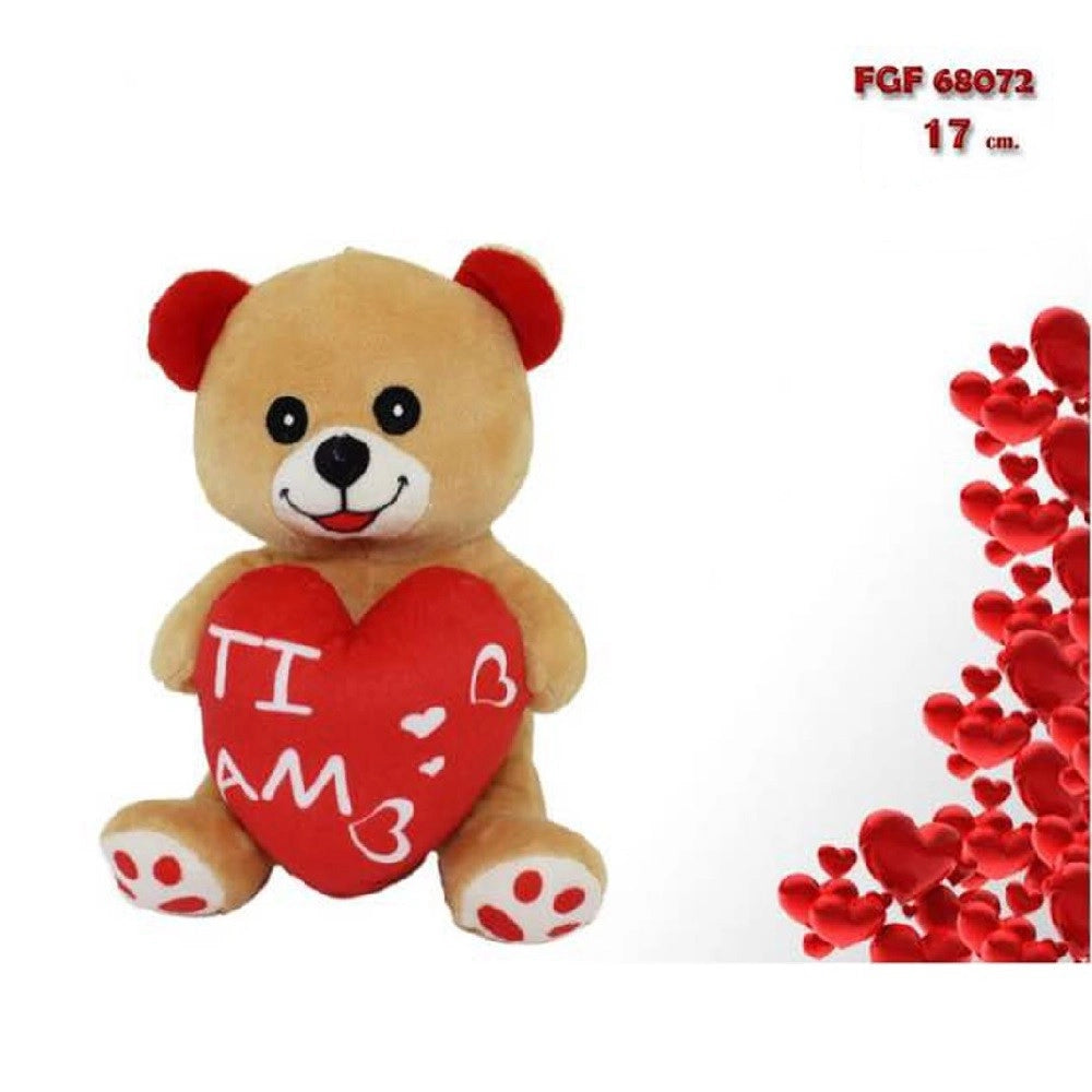 Trade Shop - Peluche Orso Orsetto Con Cuore Ti Amo 17 Cm Pupazzo Regalo San Valentino 68072 -