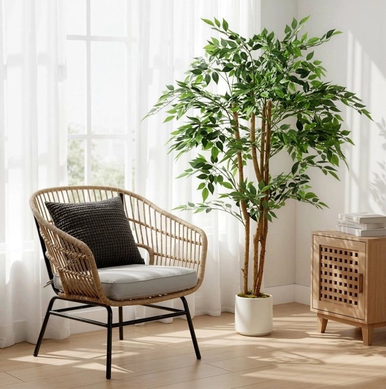 Pianta artificiale 65x65x150 cm con foglie regolabili; polietilene; verde