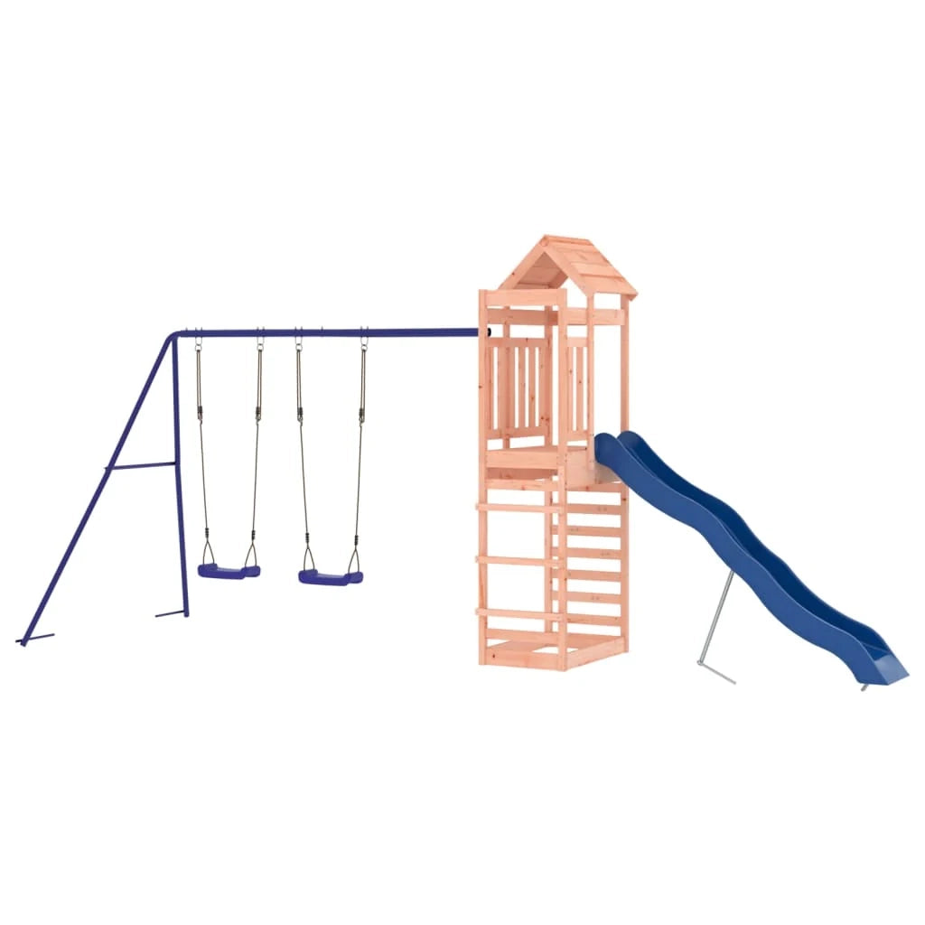Area giochi all'aperto con altalene scivolo e robuste strutture per arrampicata  attrezzatura da gioco da giardino 492 x 185 x 239 cm legno massello di abete Douglas 02_0004833
