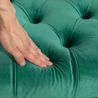 Panca Fondo Letto Imbottita con Rivestimento Trapuntato in Tessuto Effetto Velluto, 118x45x42 cm, Verde Scuro