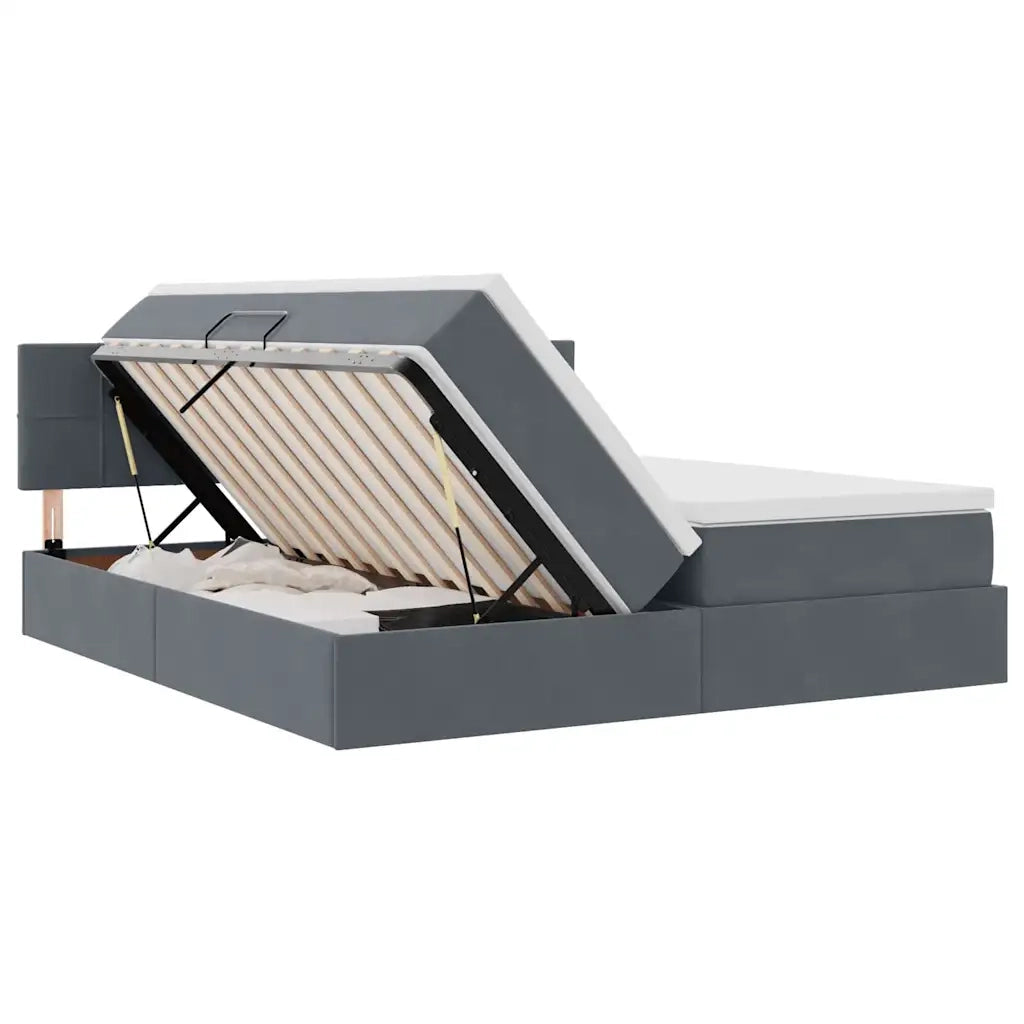 Letto con Contenitore con materasso Grigio scuro 90 x 200 cm