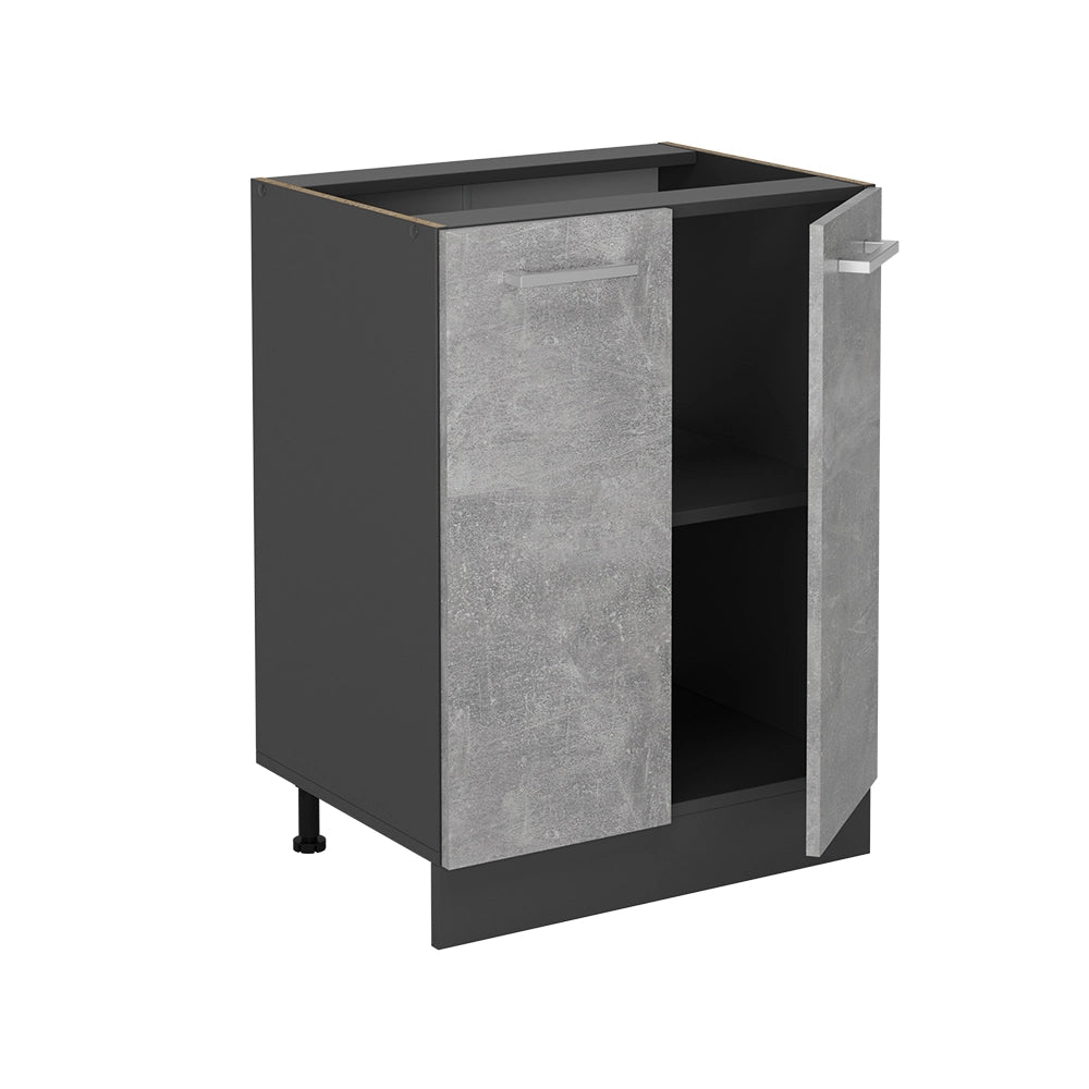 Mobiletto base cucina R-Line Calcestruzzo/Antracite 60 cm, PL Rovere Vicco