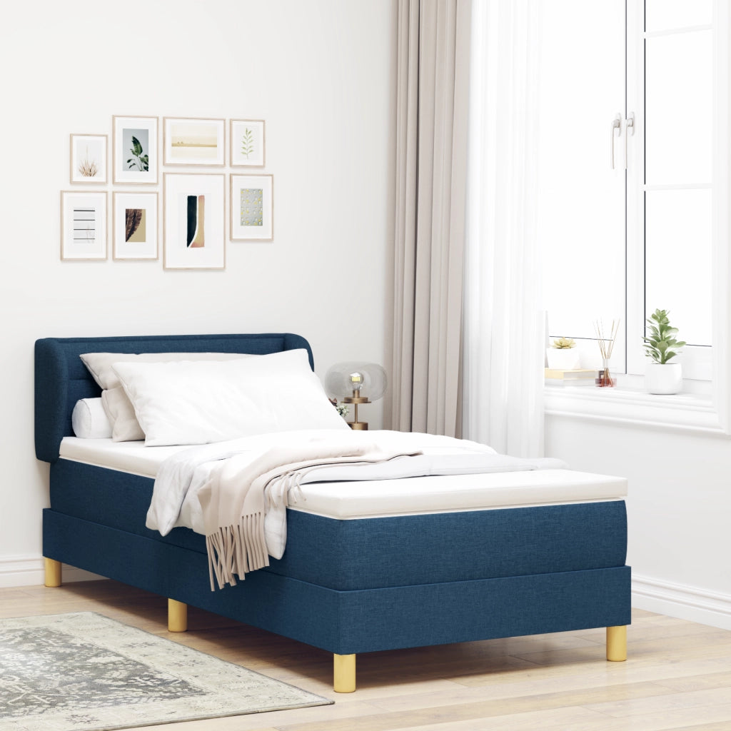 Letto Box Spring con Materasso Blu 90x200 cm Tessuto