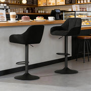 Set di 2 sgabelli da bar girevoli e regolabili in altezza, rivestimento Chenille e Corduroy, nero