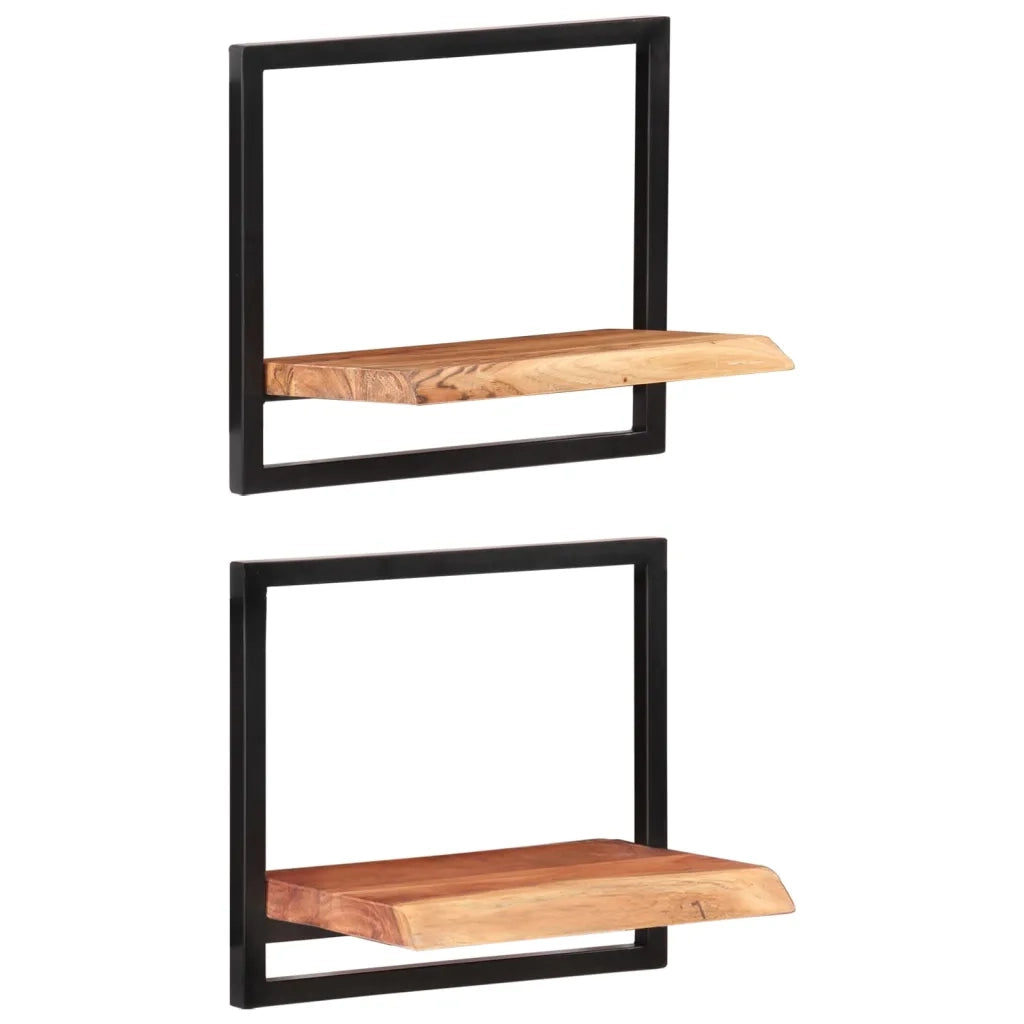 Mensole Parete 2 pz 40x24x35 cm Legno Massello Acacia e Acciaio 338460