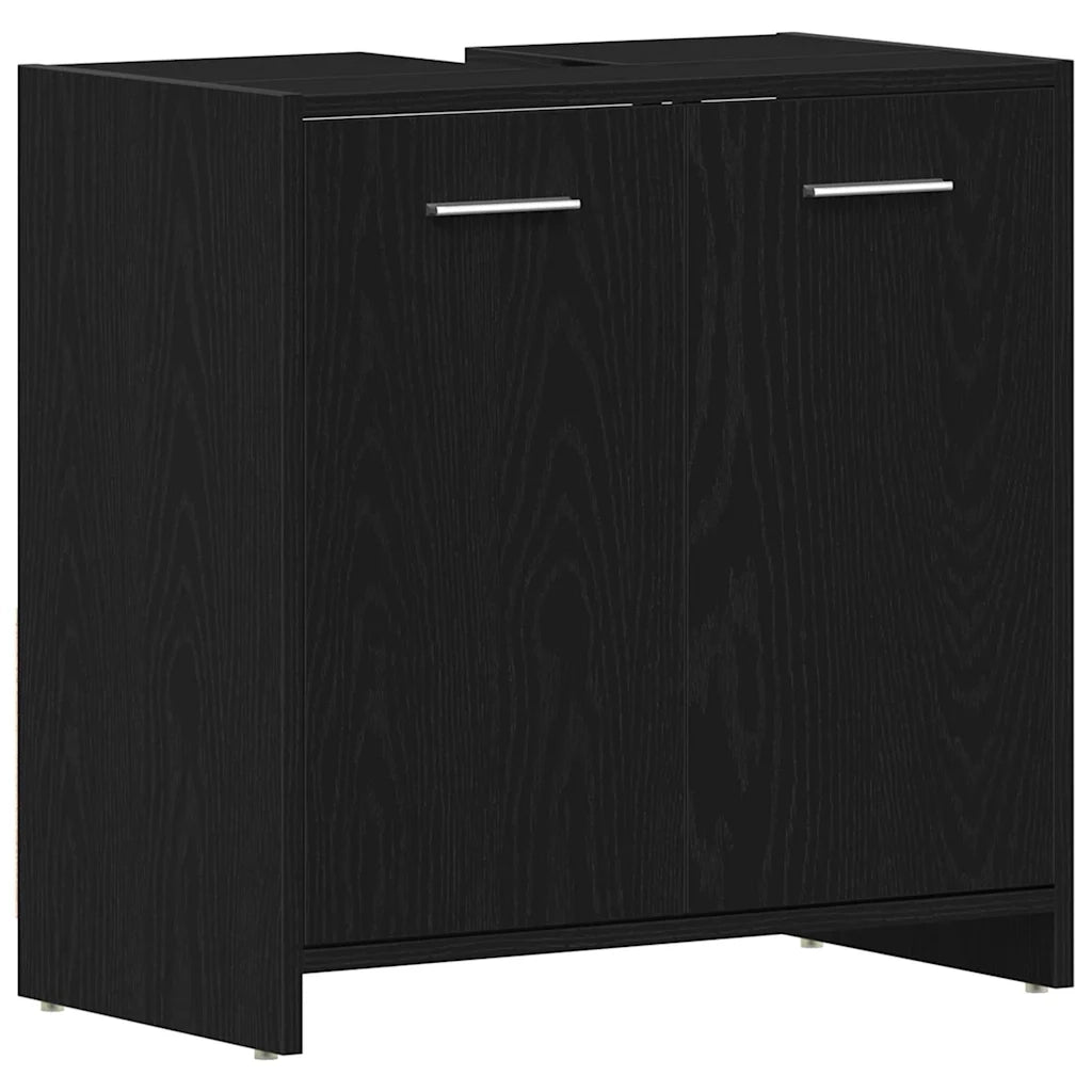 Set di mobili per il bagno 4 pcs Rovere Nero Legno multistrato 3332592