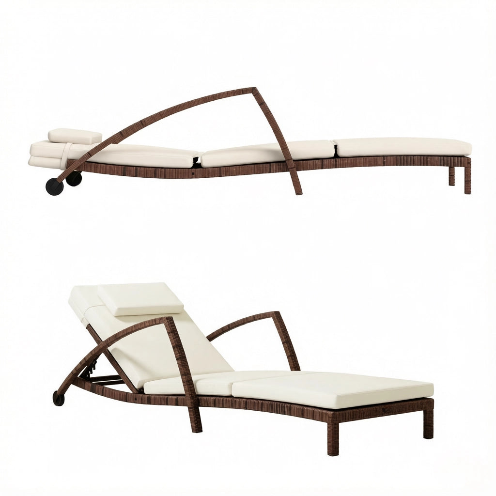 SDRAIO DA GIARDINO RECLINABILE 185x72 cm Beige/Marrone in poliestere e acciaio