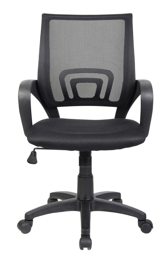 Sedia da ufficio Reticolo, Sedia operativa a rete con braccioli, Seduta ergonomica da ufficio, 59x54h90/100 cm, Nero