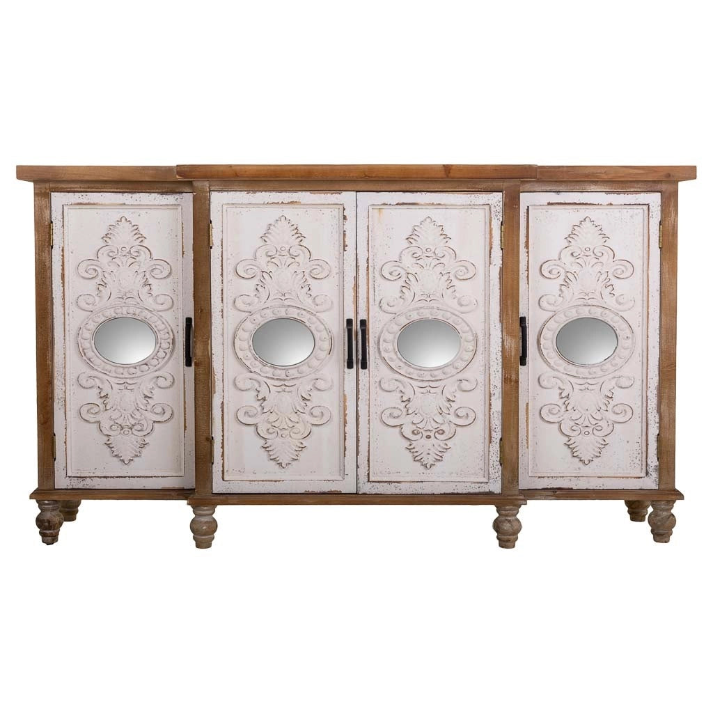 Credenza in legno intagliato marrone 154x35x87h