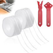 Tecnica di Sigillatura Acqua-Resistente - 2 Rotoli di Nastro di Sigillatura Transparente con 2 Attrezzi di Kit per Cucina, Bagno e Pavimenti, Ideale per Riparazioni e Finishing