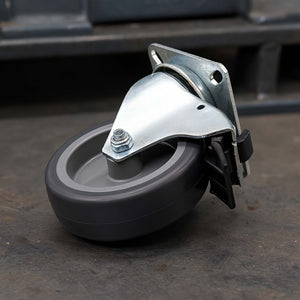 Set 4 ruote girevoli con freno, per trasporto, 100mm, plastica e gomma, max 80 kg a rotella