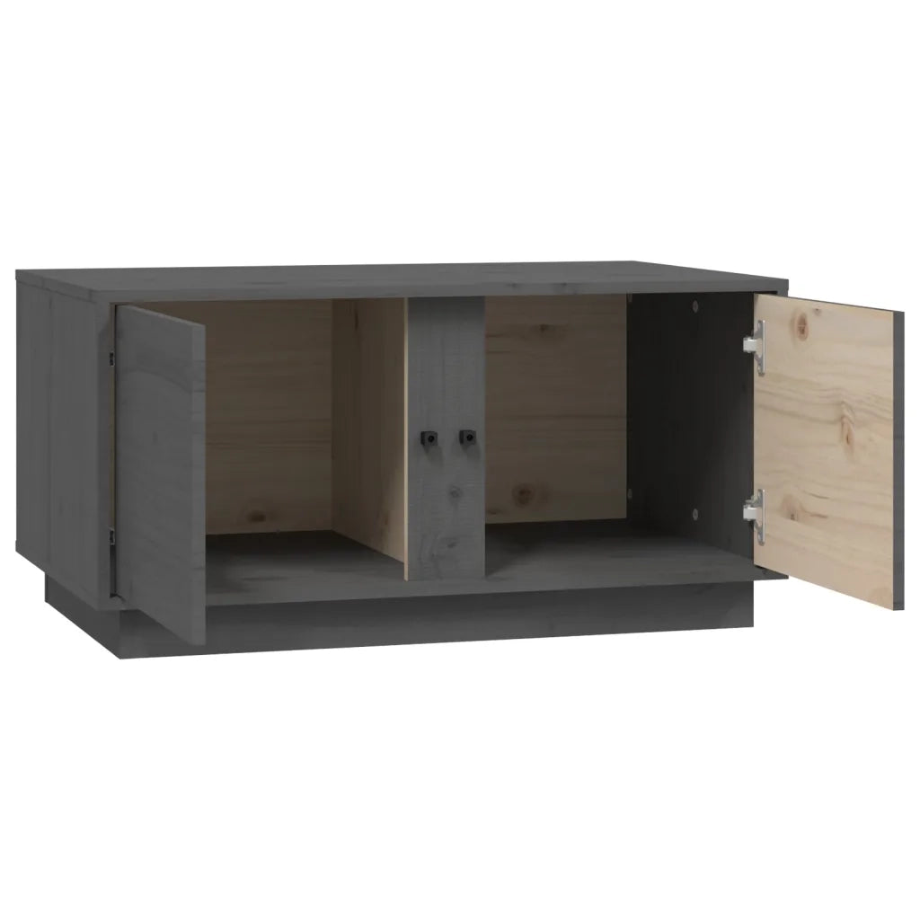 Tavolino da Salotto Grigio 80x50x40 cm Legno Massello di Pino 814421