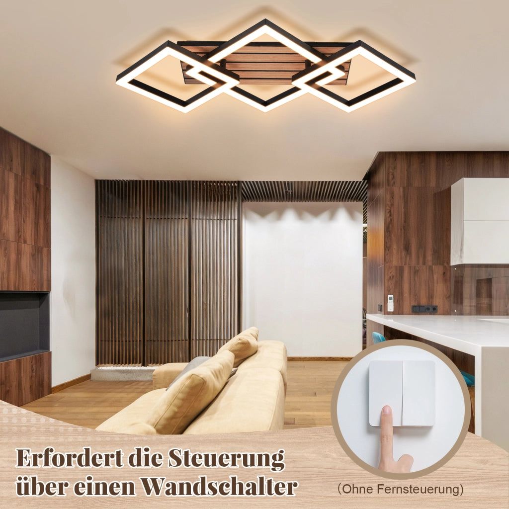 ZMH Lampada da soffitto LED design moderno 58CM 3000K quadrata effetto legno sala pranzo studio soggiorno