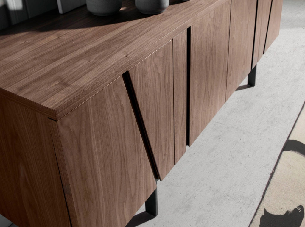 Credenza noce e acciaio nero
