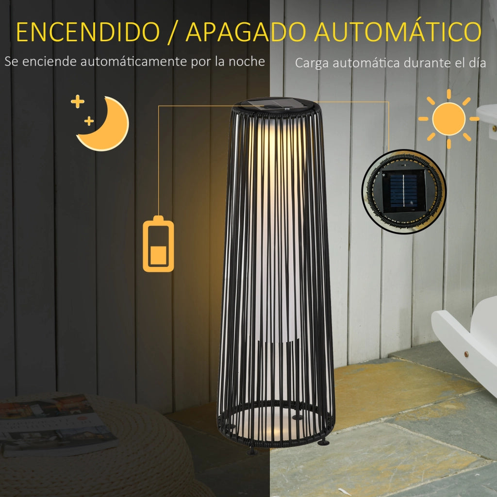 Lampada da Terra Solare Rattan LED 0,8W Sensore Crepuscolare ¨C Xylo ¨C ?21,5x61cm Nero