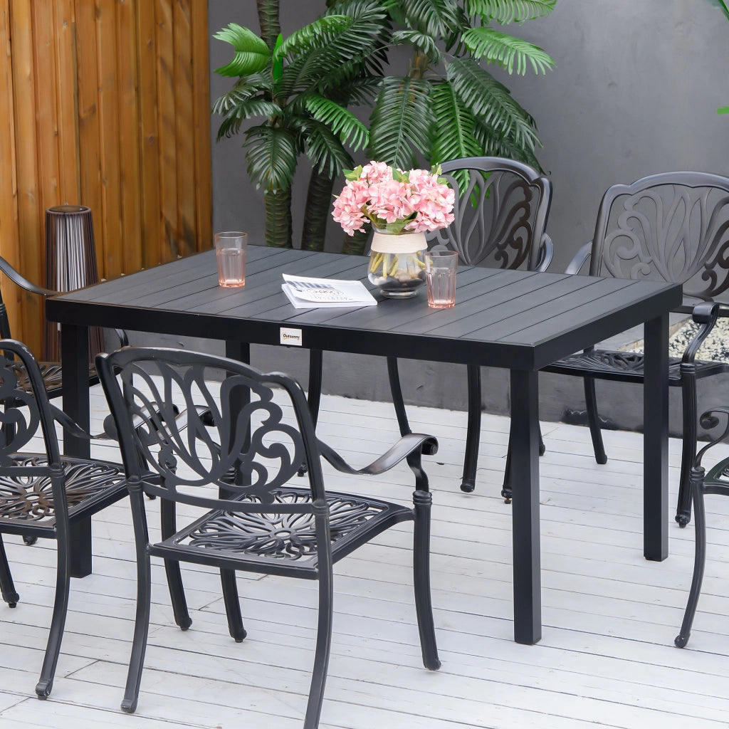 Tavolo da pranzo per giardino 6 posti in alluminio ¨C zephmum ¨C nero 140x90x74 cm
