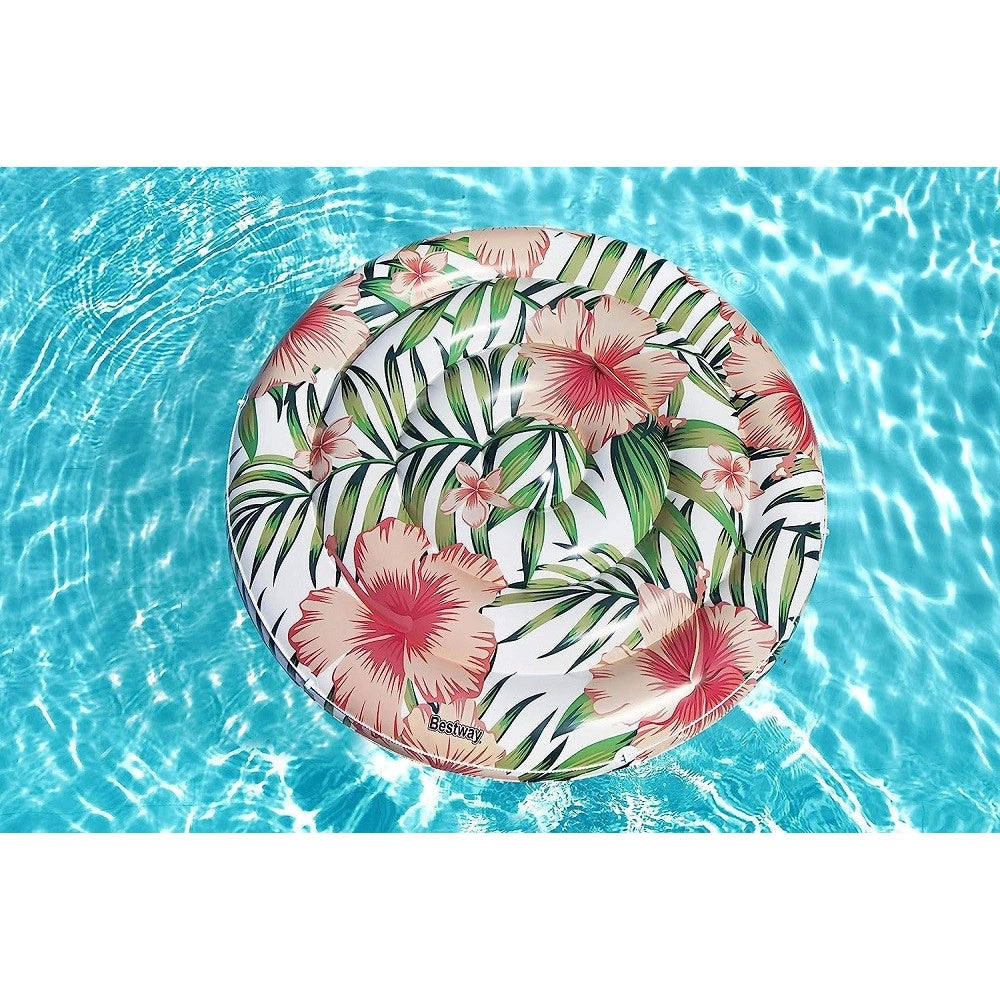 Trade Shop - Isola Gonfiabile Palme Fiori Tropicali Materassino 158 Cm Max. 90 Kg Corda 43410 -