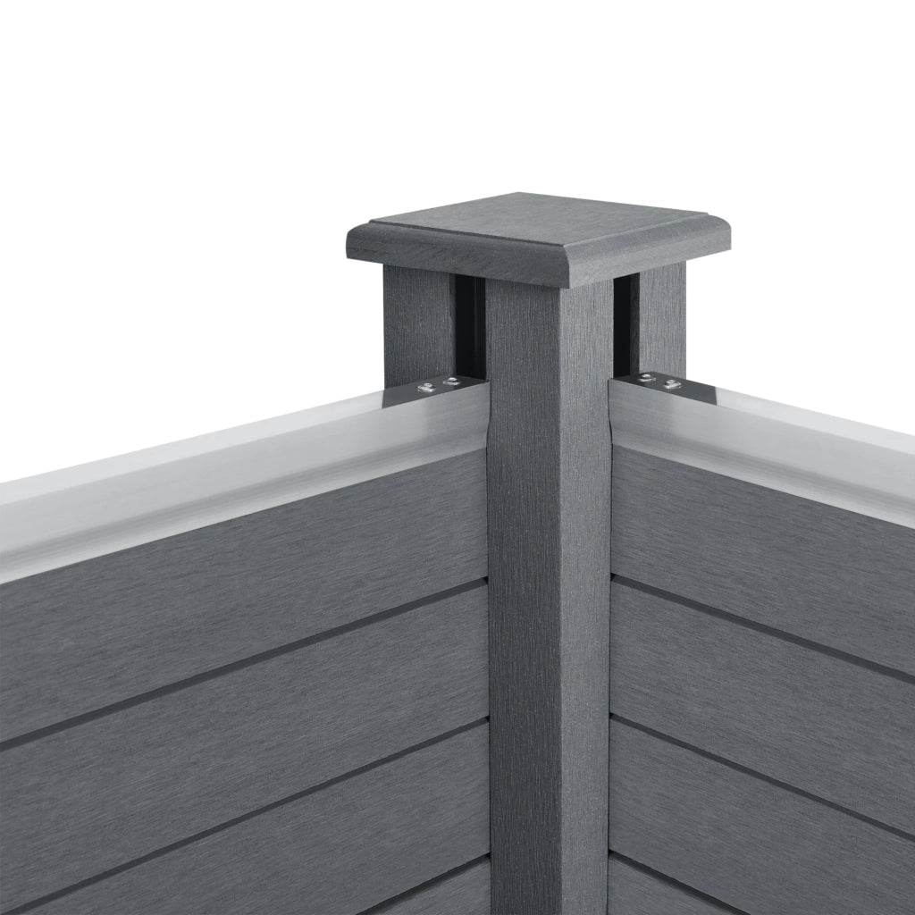 Recinzione per la privacy da giardino con 4 pali assi in legno composito WPC 165 x 314 cm grigio 03_0006581