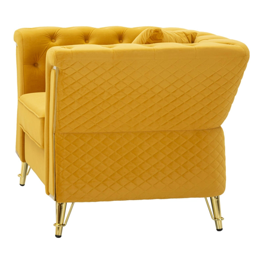 Poltrona VKH320, Giallo, Legno, 104x83x76 cm