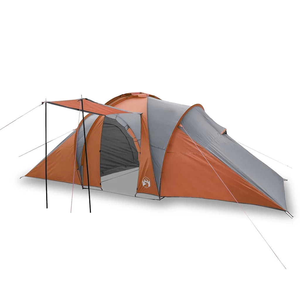 Tenda da Campeggio a Cupola 6 Persone-Tenda per Escursionismo Grigio e Arancione 420692