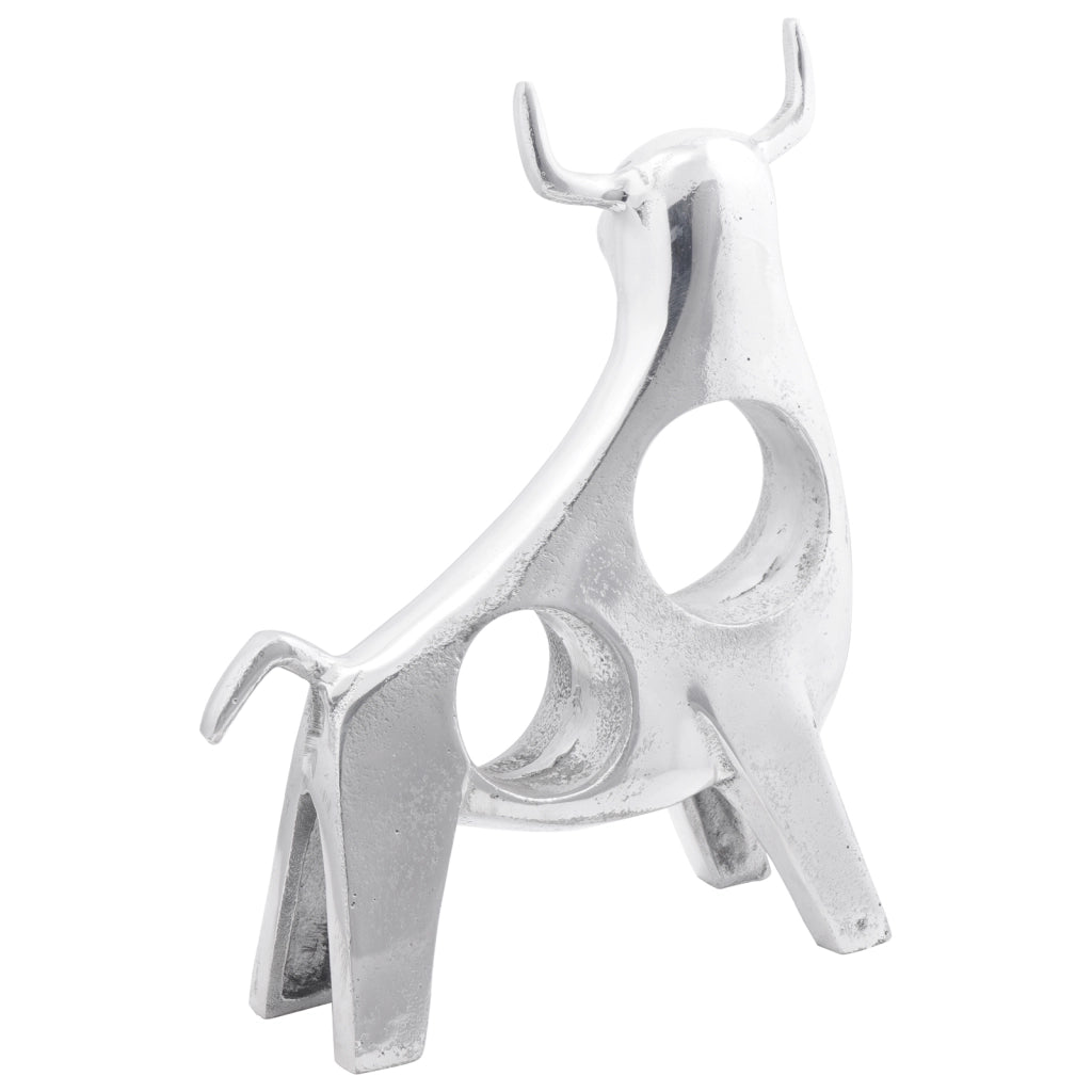 Scultura di toro  Argento 22x9,5x34 cm Alluminio