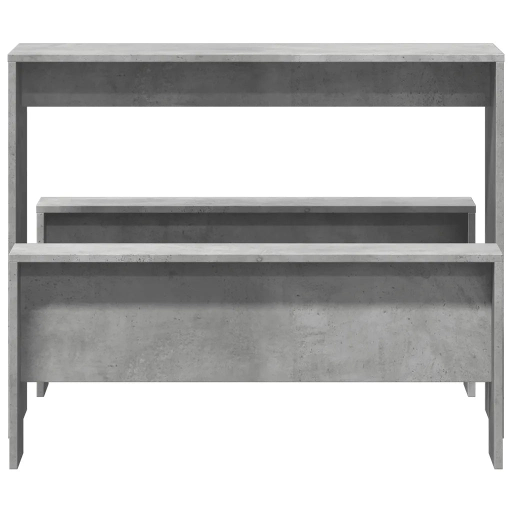Set Tavolo da Pranzo e Panche 3 pz Grigio Cemento in Truciolato 855533