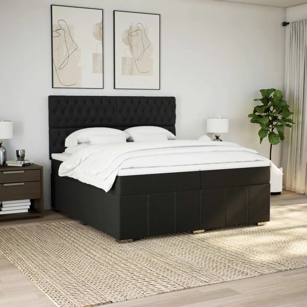 Giroletto a Molle con Materasso Nero 200x200 cm in Tessuto 3291784