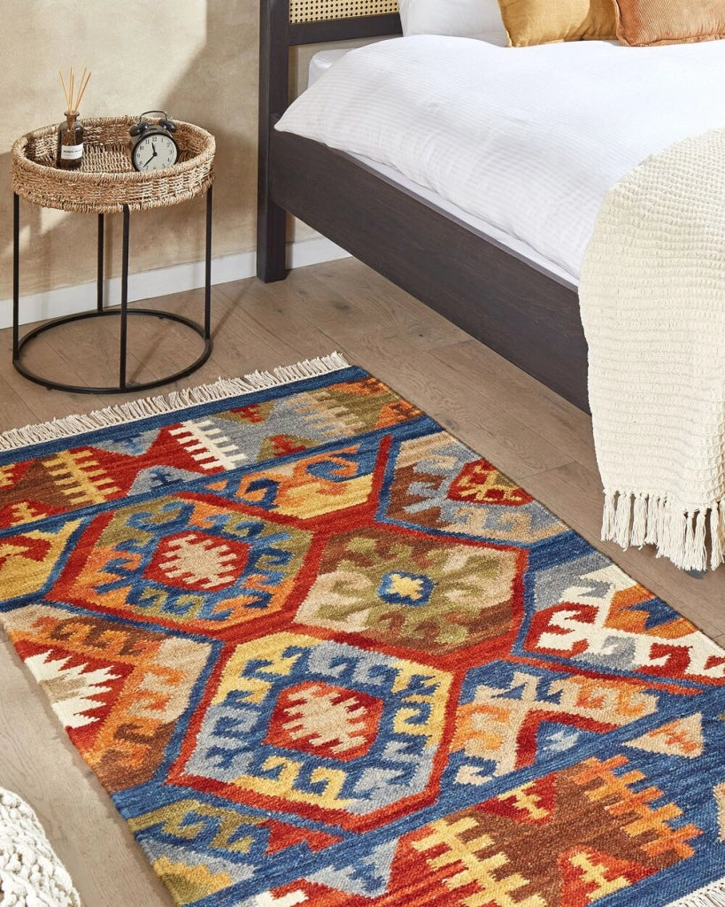 Tappeto di multicolore kilim fatto a mano 80 x 150 cm soggiorno camera da letto