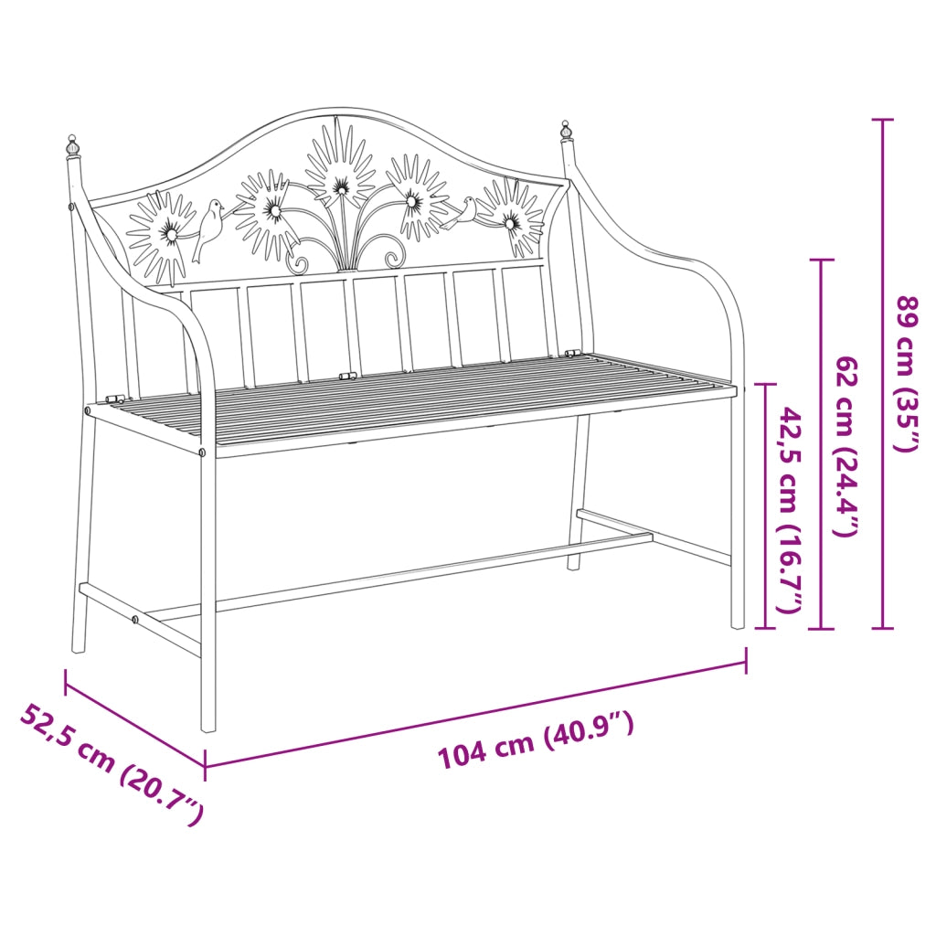 Panchina Bianca Metallo 104 x 52,5 x 89 cm Robusta e Durevole