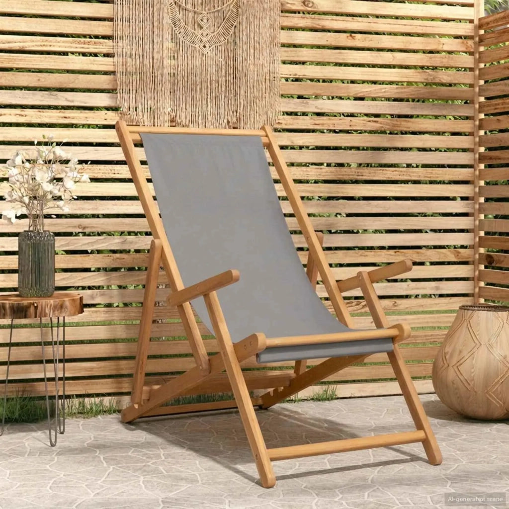 Sedia da Giardino | Sedia da spiaggia Grigio Chiaro Legno di teak solido