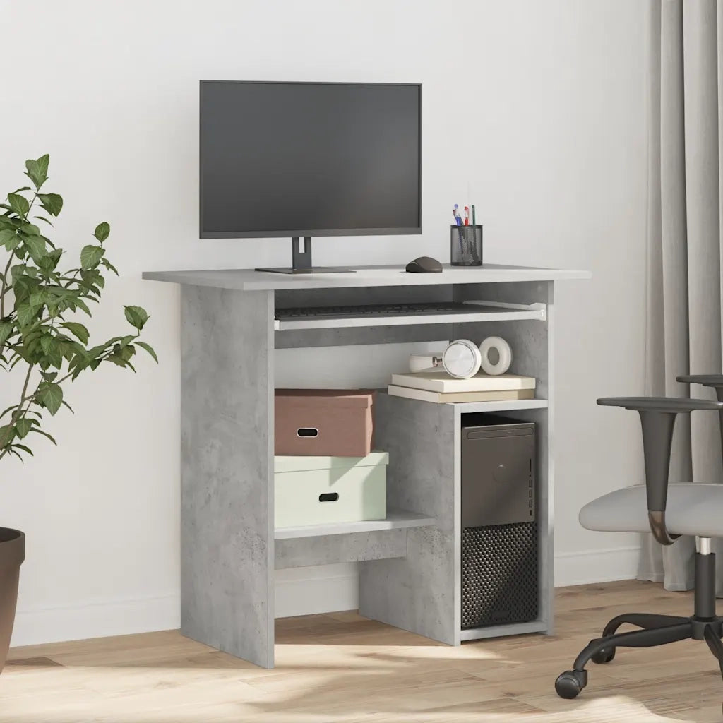 Scrivania | Tavolo da Ufficio Grigio Cemento 80x45x74 cm in Legno Multistrato