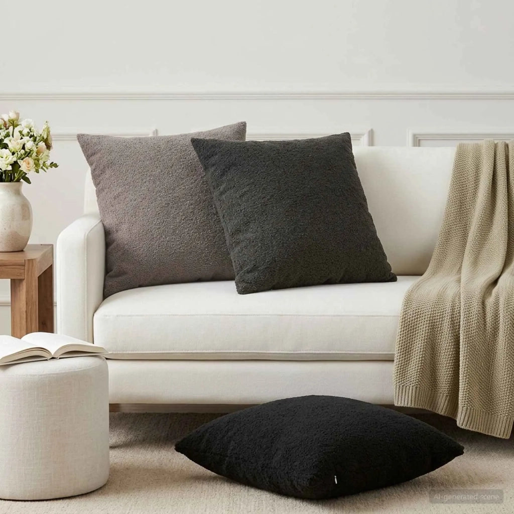Federa 6 pcs HEERLEN Grigio Scuro 65 x 65 cm Bouclé 912964