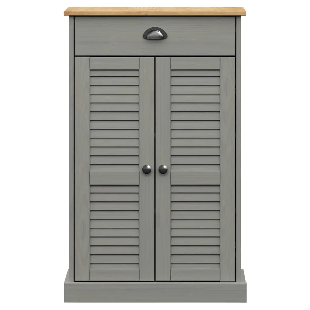Scarpiera VIGO 60x35x96 cm in Legno Massello di Pino Grigio 353168